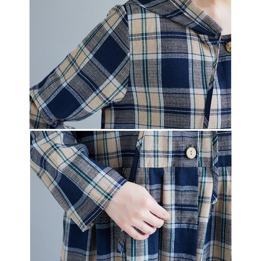 シャツワンピース レディース ロングシャツ チェック柄 ロング丈 シャツワンピース レディース ロングシャツ チェック柄 ロング丈