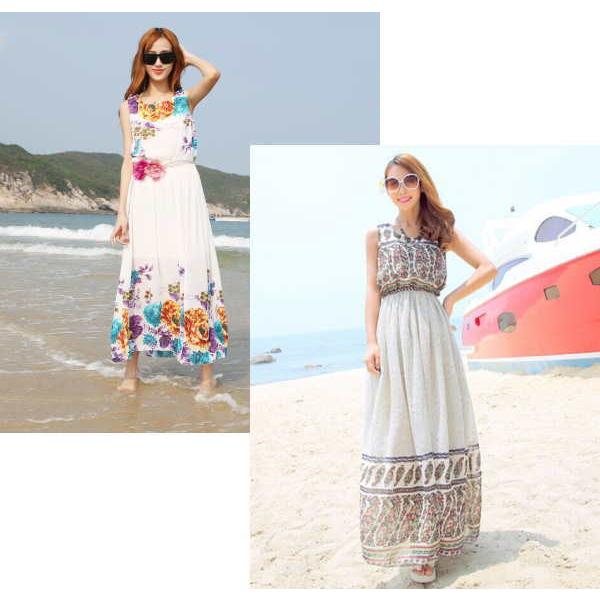 マキシ丈ワンピース マキシワンピース フレア リゾートワンピ シアービーチ  無地 マタニティ マタニティウェア |  | 20