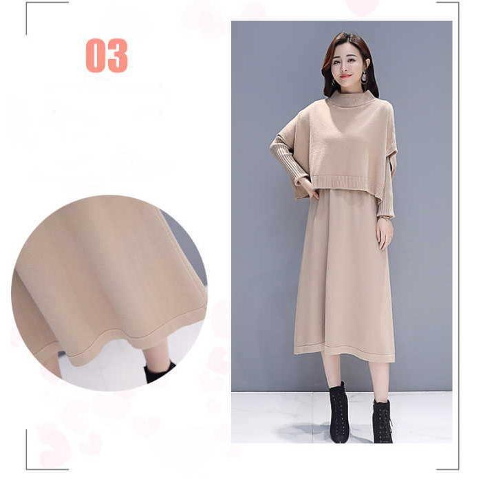 ニットワンピース トップス ロングワンピース 2点セットアップ