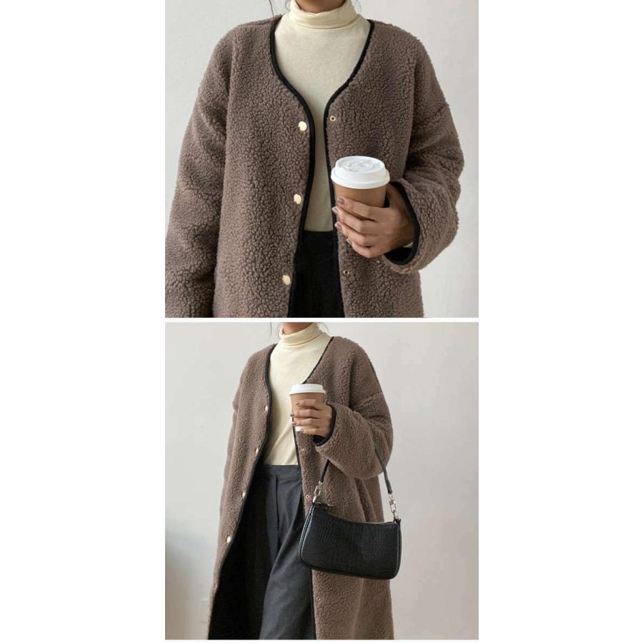 キルティングコート ボアコート ミドル丈 レディース リバーシブル