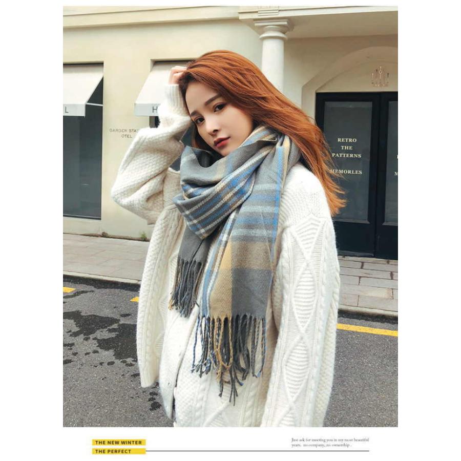 2way ストール ボタン付き 大柄 チェック 冬 アクセント物 マフラー