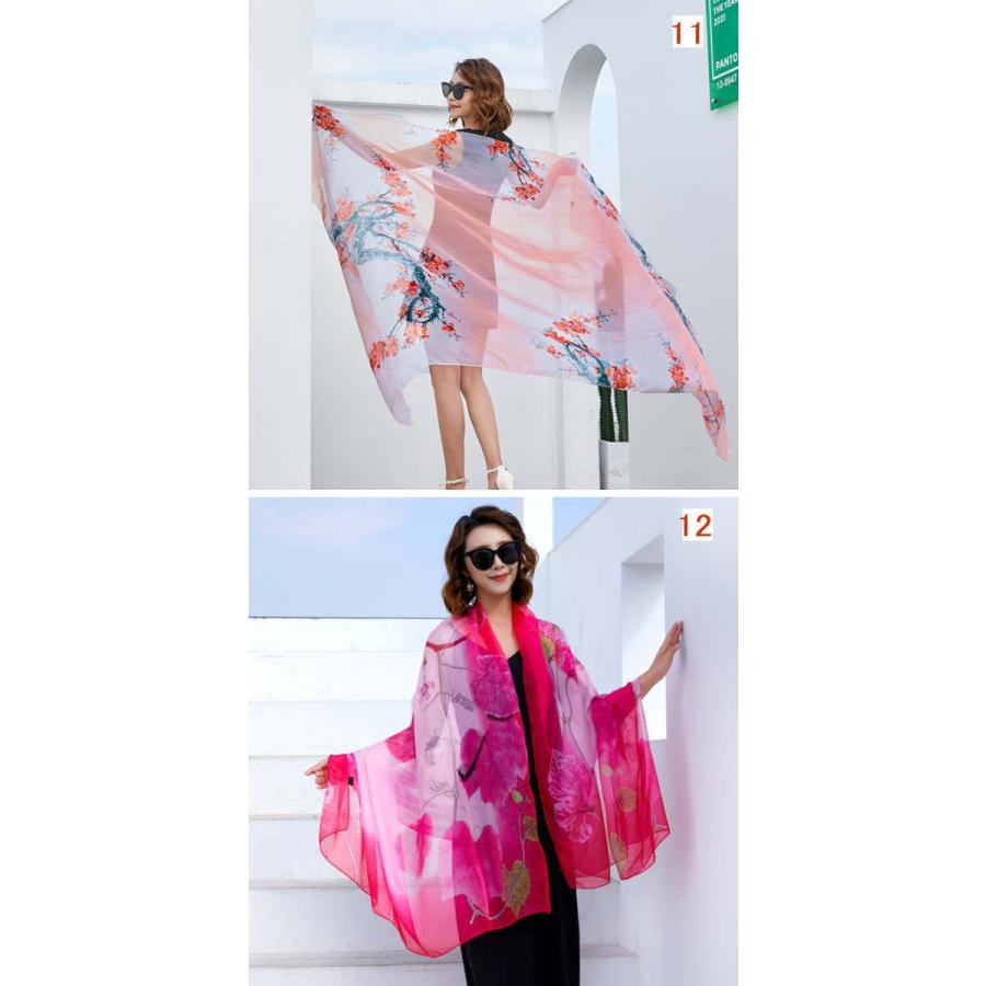 パレオ レディース 大判 花柄 スカーフ フラワー シフォンストール