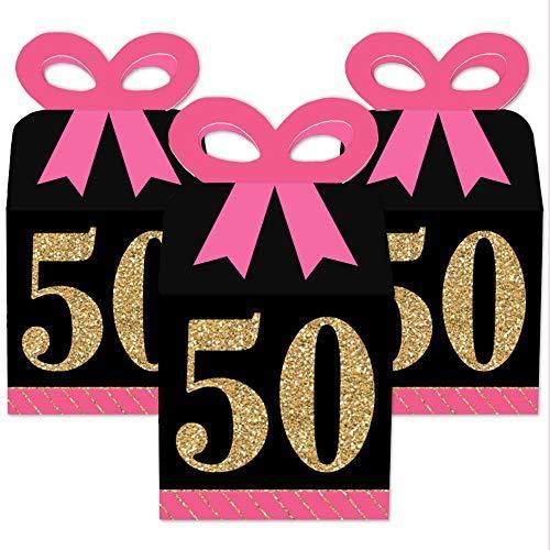 最先端 Big Dot Of Happiness Chic 50歳の誕生日 ピンク ブラック ゴールド 正方形ギフトボックス 誕生日パーティーリボ 100 の保証 Www Sei Ba Gov Br
