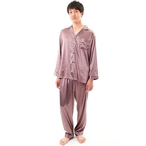 人気ブランド ギフツオブブリリアンス シルクパジャマ メンズ 紳士 男性 人工シルク 長袖 Xxl パープル Pj 1159 残りわずか Manzanaresgener Com Ar