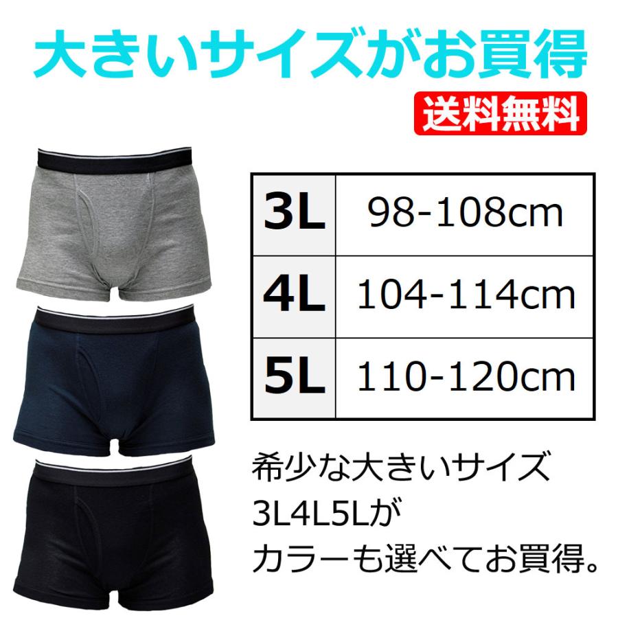 3L 4L 5L ボクサーパンツ 1枚 メンズ 大きいサイズ 綿素材 綿混