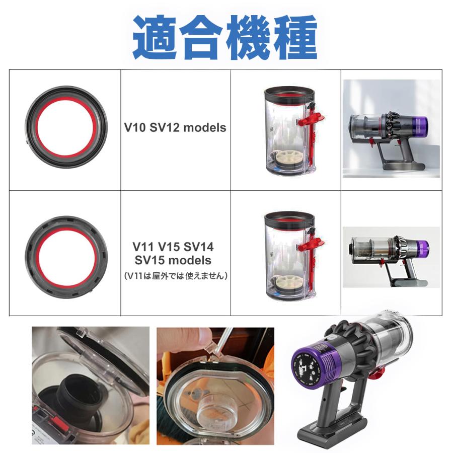 ダイソン ダストカップ 蓋 パッキン リング クリアビン 互換品 交換用 シーリング フタ V10 SV12 V11 V15 SV14 SV15 SV22 dyson 掃除機 修理 交換パーツ｜yaostore｜04