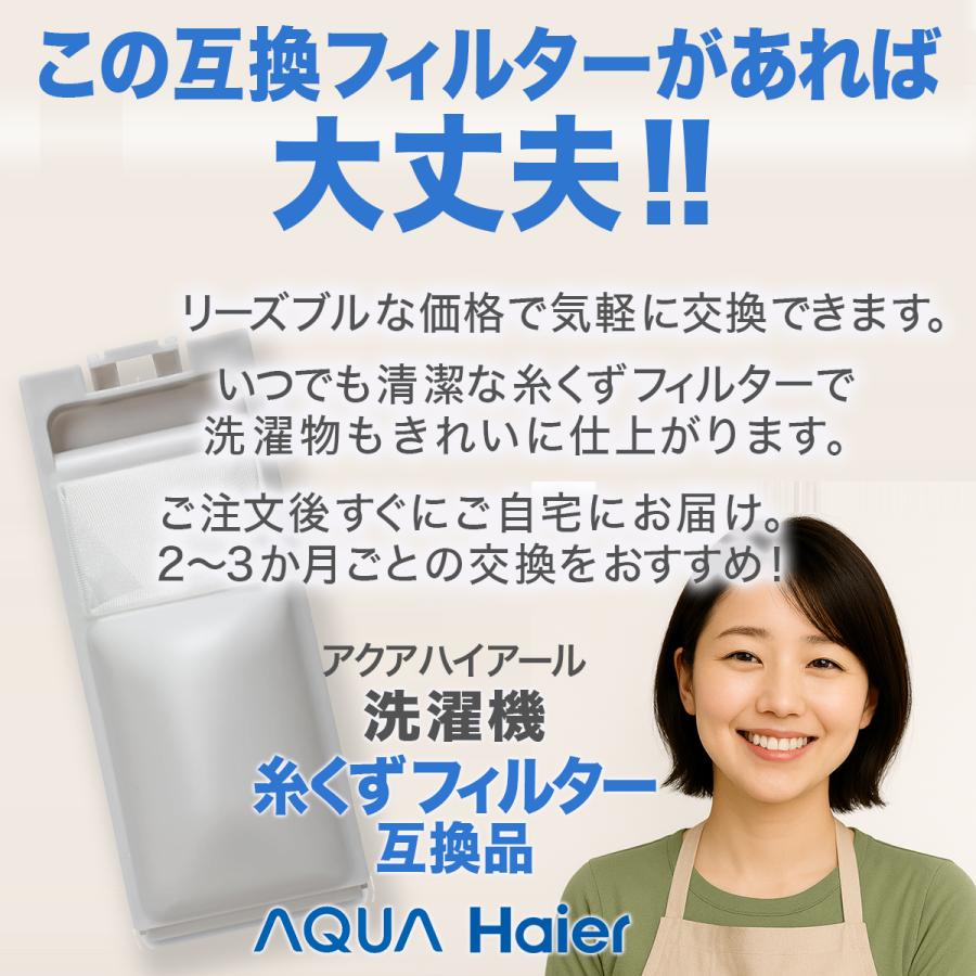 Haier（ハイアール） アクア 洗濯機 糸くずフィルター 2個セット 互換