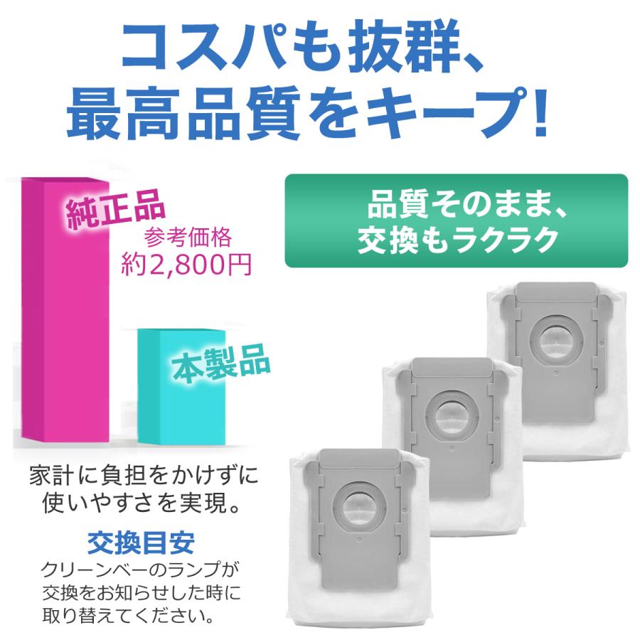 ルンバ クリーンベース用 紙パック 互換品 3個セット i3+ / i7+ / j7+