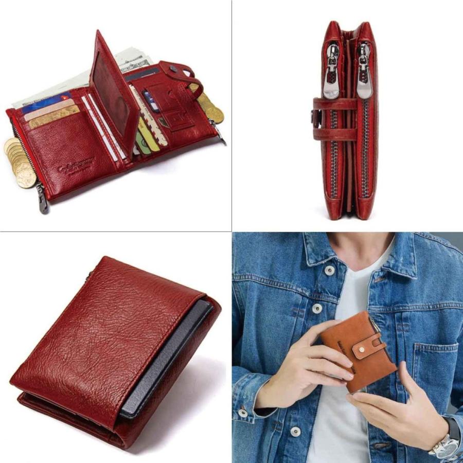 人気 Contacts 本革 レザー 財布 二つ折り メンズ おしゃれ 多機能 コンパクト 高級感あるレッド Fs 053 やおよろず屋 通販 Yahoo ショッピング