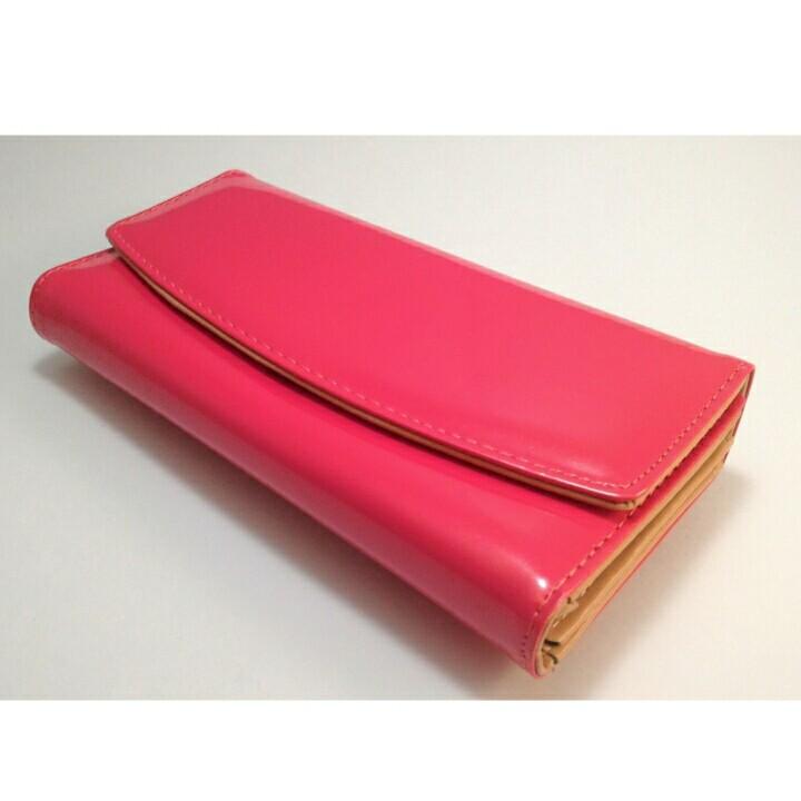 たくさん入って長持ち♪ 三つ折り長財布(コーラルレッド×ピンク) 人気 