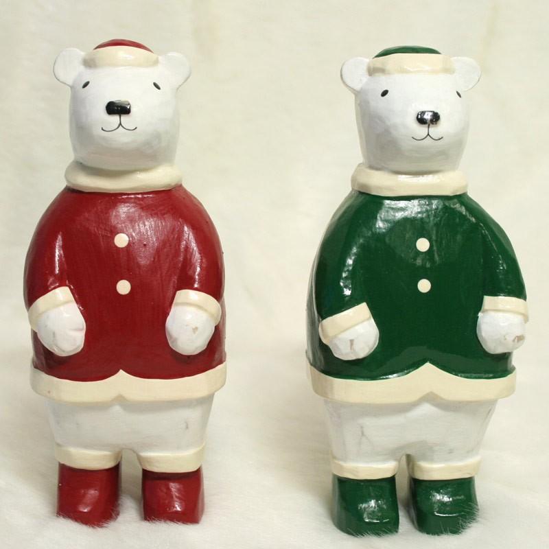 T Lab ポンチョシロクマ 親 赤 緑 木彫りアニマル シロクマサンタクロース 手作り インテリア 小物 置物 ギフト プレゼント 贈り物 B1102 O やさしいおみせ Yahoo 店 通販 Yahoo ショッピング