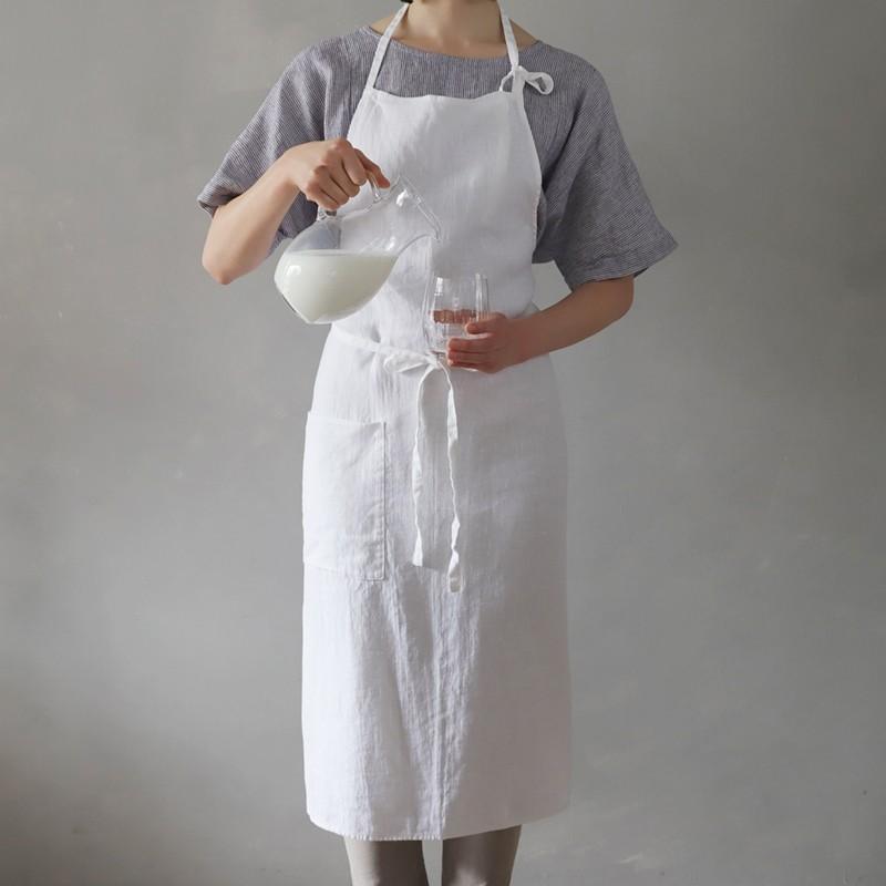 リーノエリーナ　雑誌掲載　リトアニアリネンエプロン白 楽天市場】【正規販売店】 リーノエリーナ エプロン リネン