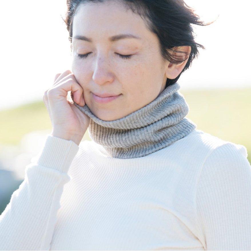 天衣無縫 ヤクとオーガニックコットン ネックウォーマー グレー