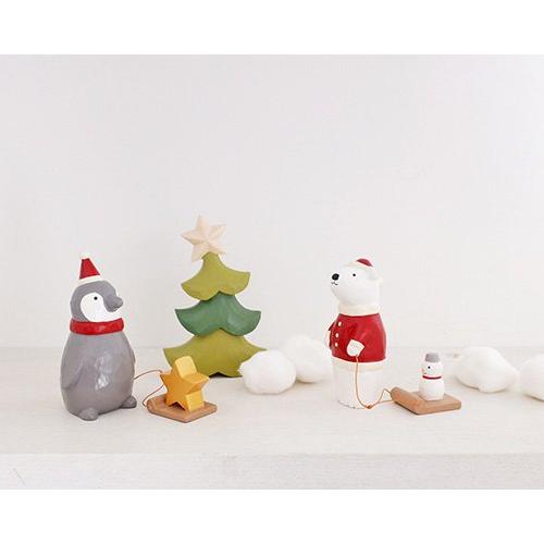 T-LABO T-Lab. クリスマス ペンギンサンタ 星◇木彫りアニマル