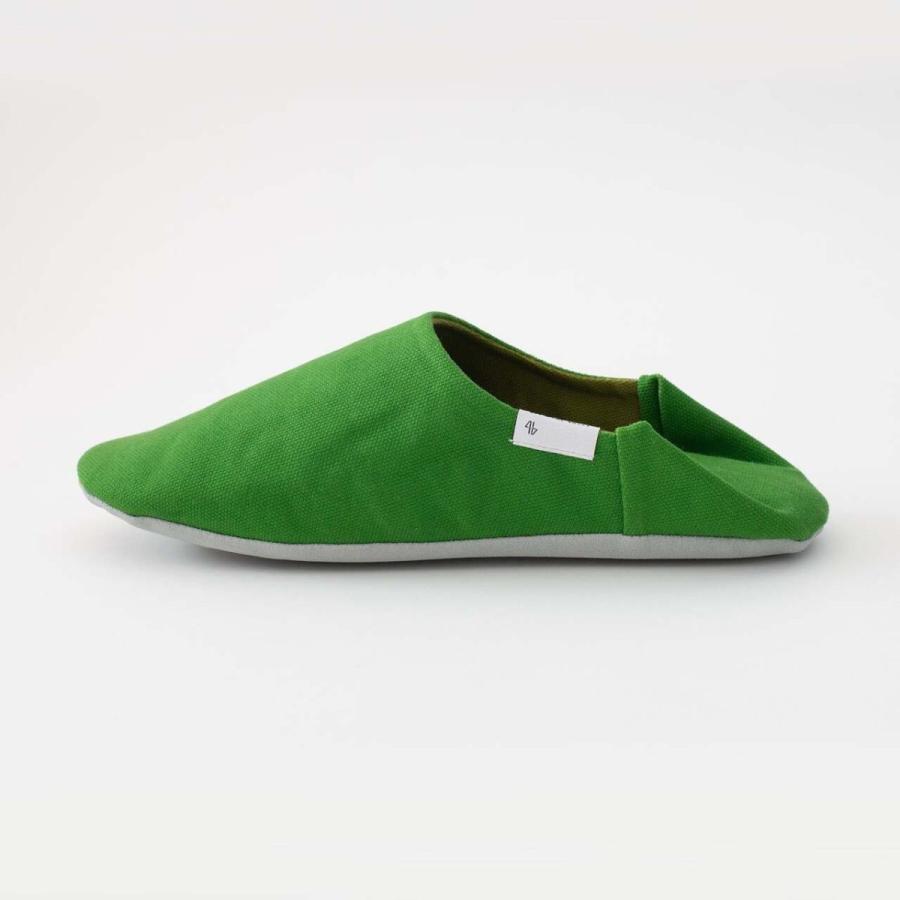 バブーシュ・帆布 Citron Green シトロングリーン Mサイズ 23-25cm ABE HOME SHOES スリッパ ルームシューズ 室内履き レディース 綿 洗える かかと付き｜yasac｜03