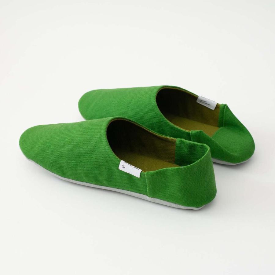 バブーシュ・帆布 Citron Green シトロングリーン Mサイズ 23-25cm ABE HOME SHOES スリッパ ルームシューズ 室内履き レディース 綿 洗える かかと付き｜yasac｜05