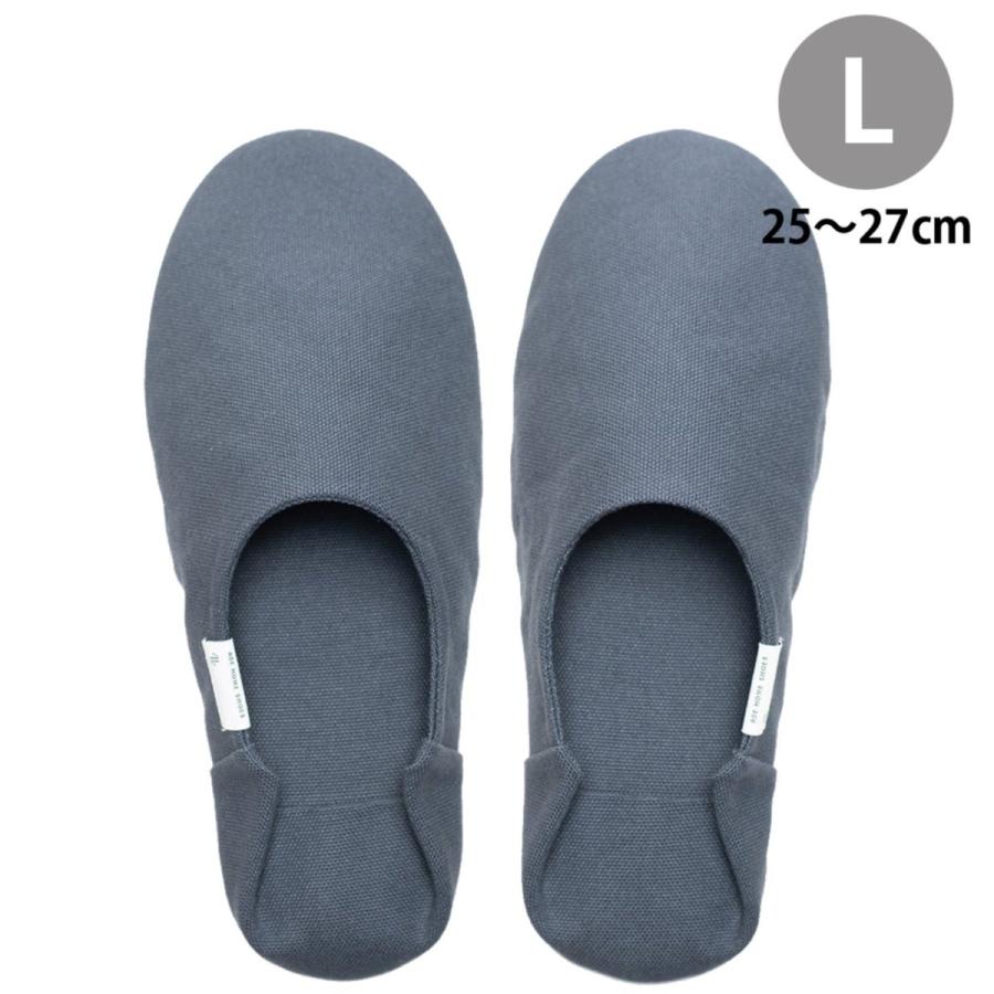 924円 お中元 バブーシュ 帆布 Slate Gray スレートグレー Lサイズ 25 27cm Abe Home Shoes スリッパ ルームシューズ メンズ 室内履き 綿 洗える かかと付き 父の日 山形
