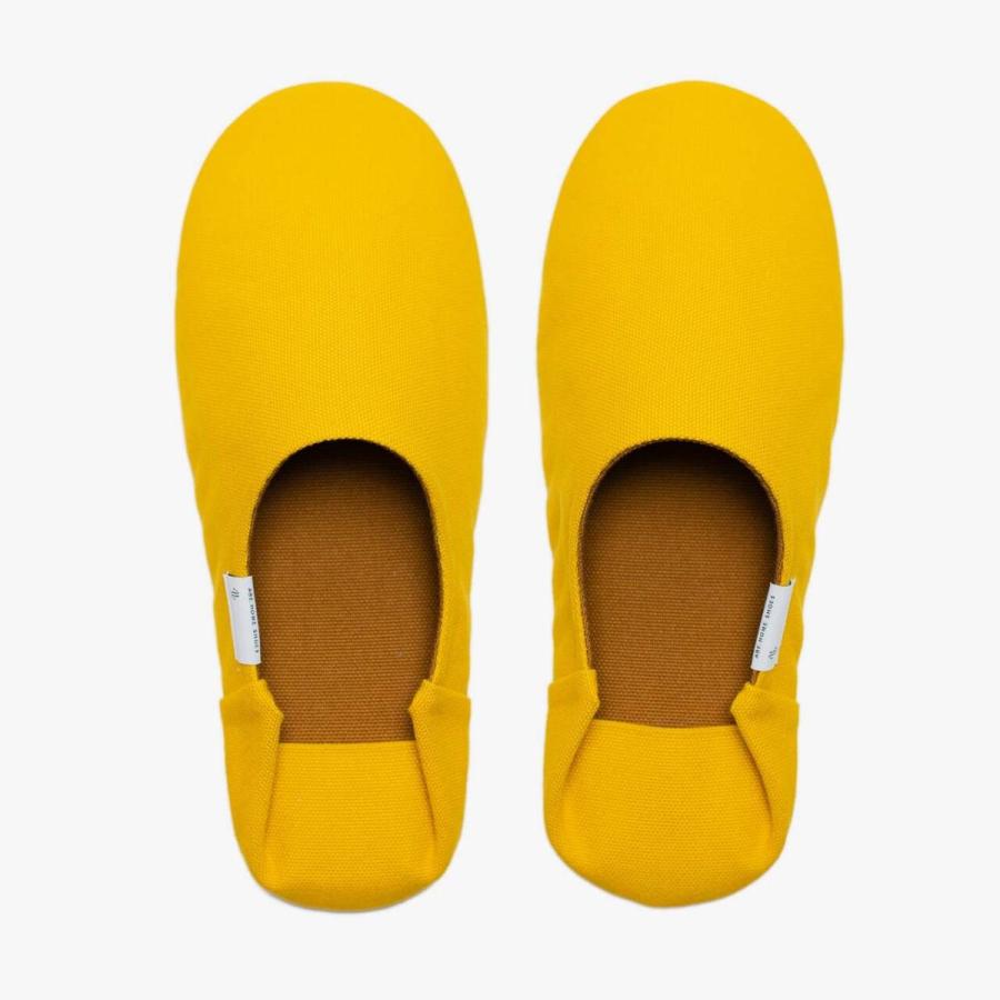 バブーシュ・帆布 Mustard Yellow マスタードイエロー Lサイズ 2527cm ABE HOME SHOES スリッパ ルームシューズ 室内履き メンズ 綿 洗える かかと付き
