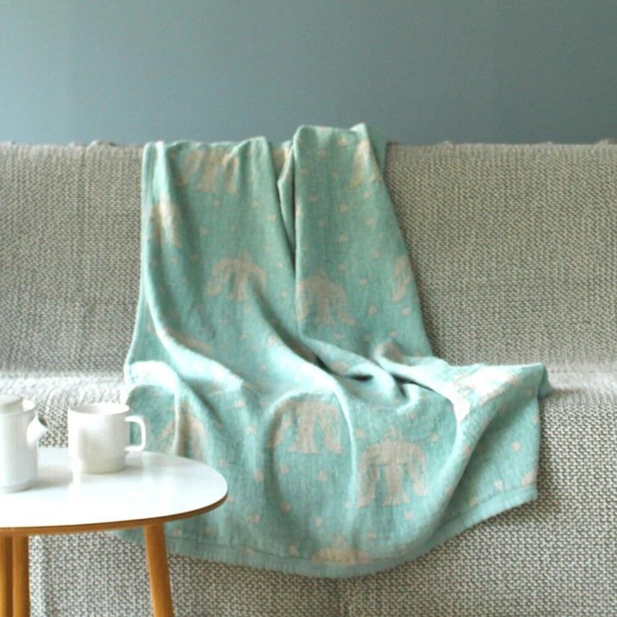 クリッパン×ミナペルホネン リネン＆オーガニックシュニールコットン ハーフブランケット birds in the snow KP892134 90×140cm ライトブルー KLIPPAN