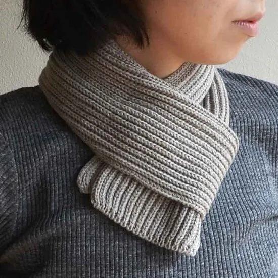 天衣無縫 ヤクとオーガニックコットン ショートマフラー グレー TS23W