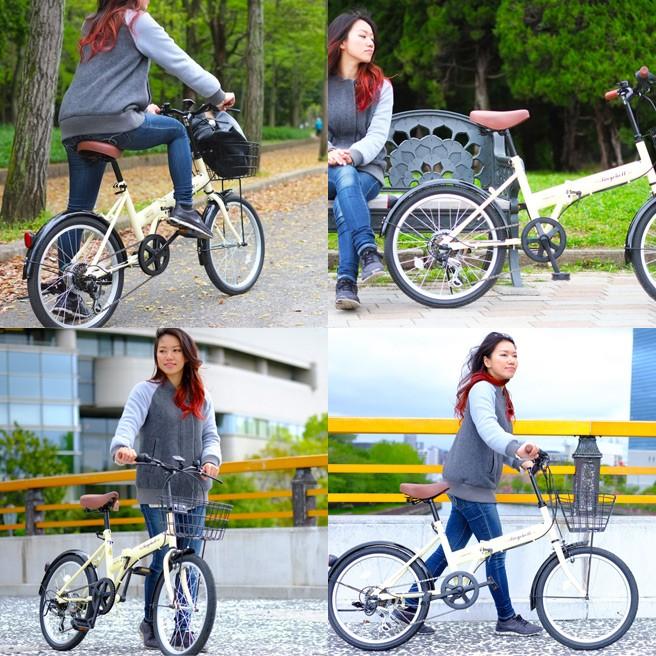 折りたたみ自転車 Raychell FB-206R カギ カゴ ベル付き 【送料無料