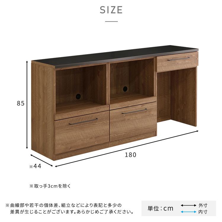 日本製　特殊鋼板を使った組み合わせキッチンカウンター　180cm　オープン収納+オープン収納+ゴミ箱上カウンター_1