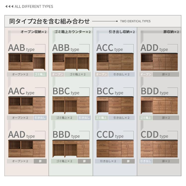 日本製　特殊鋼板を使った組み合わせキッチンカウンター　180cm　ゴミ箱上カウンター+ゴミ箱上カウンター+引き出し収納_11