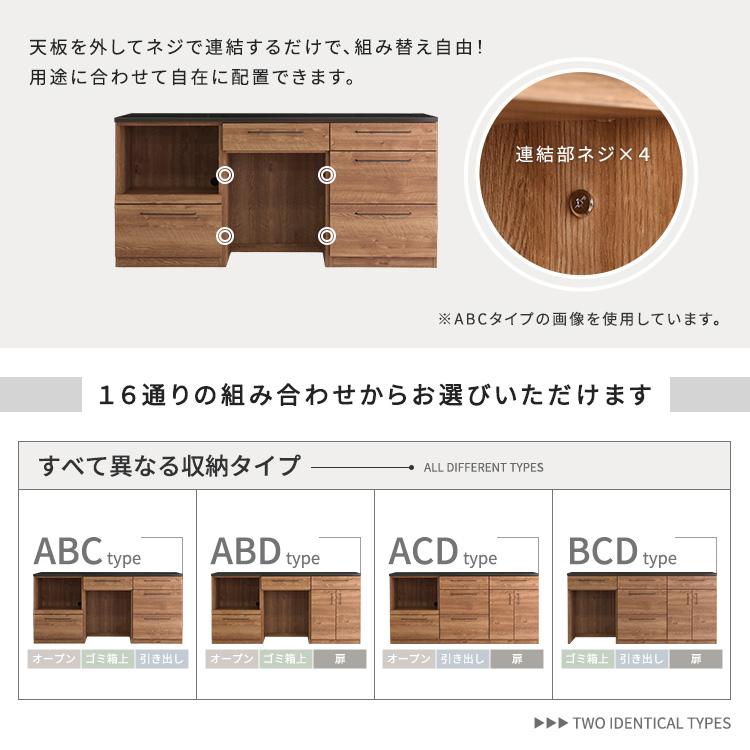 日本製　特殊鋼板を使った組み合わせキッチンカウンター　180cm　ゴミ箱上カウンター+ゴミ箱上カウンター+扉収納_10