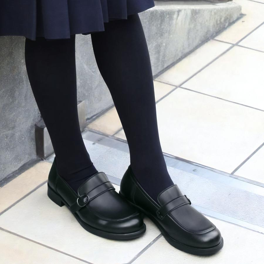 ベルトローファー 学生靴 通勤 通学 レディースシューズ 婦人靴 幅広特注 A0663の画像