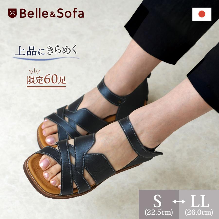 サンダル レディース 歩きやすい 痛くない ストラップ  コンフォート 日本製 ELLYS