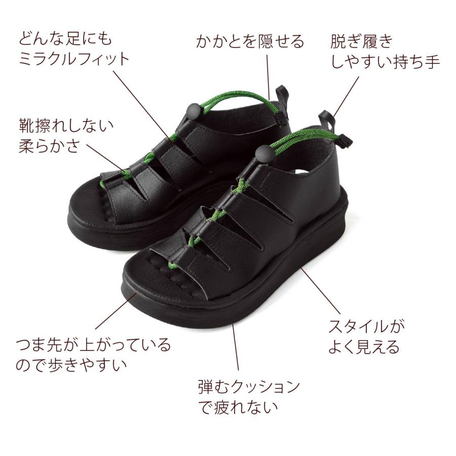 O脚 外反母趾対策 サンダル 黒 厚底 健美工房 Belle＆Sofa（ベルアンドソファ） 【50%OFFクーポン対象】サンダル