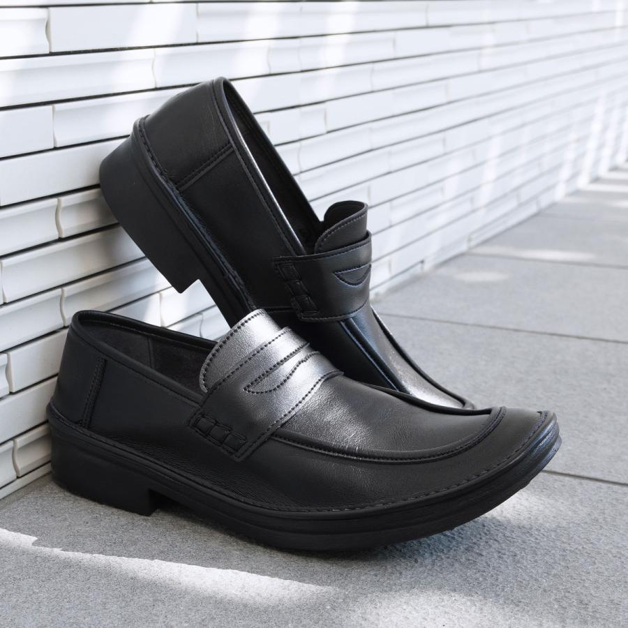 Belle & Sofia ブラックローファー Belle＆Sofa メンズ コインローファー ロングノーズ ビジネス