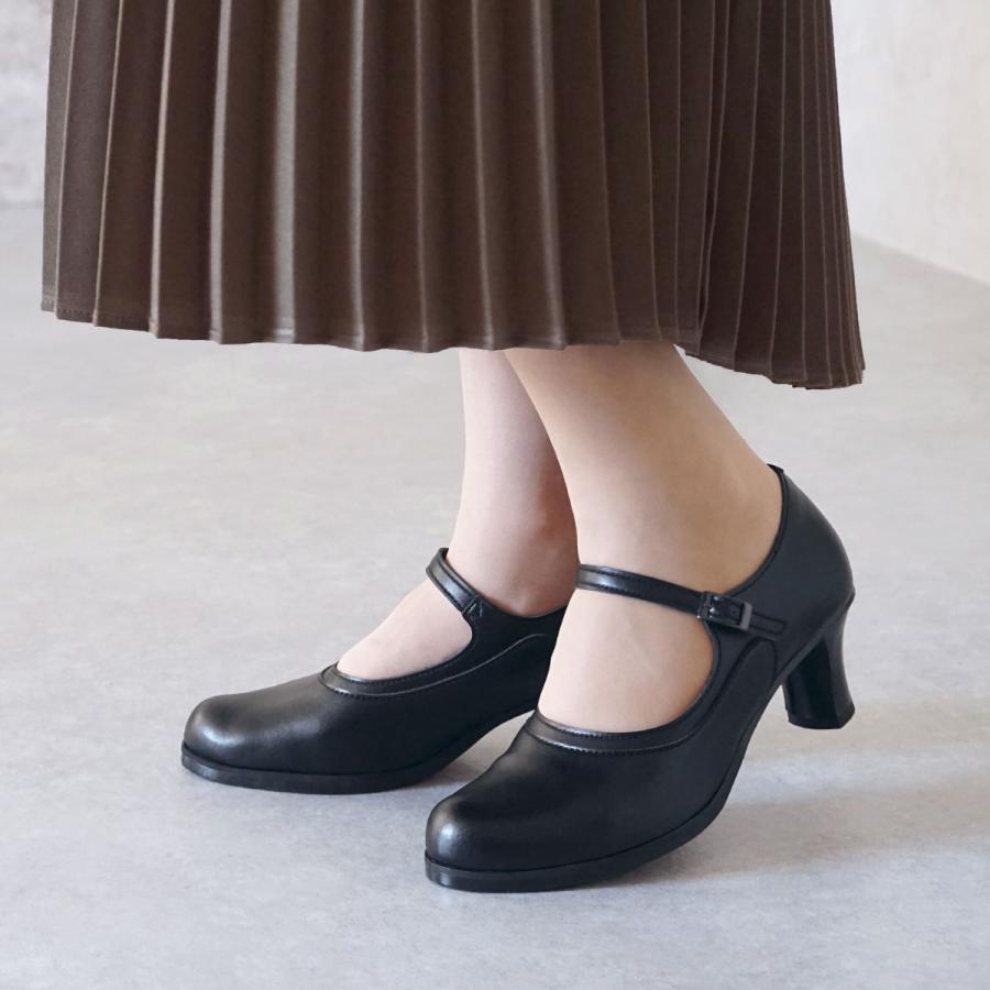 痛くない ストラップ パンプス コンフォートシューズ ヒール 走れる 外反母趾 通勤 通学 冠婚葬祭 OL578_2