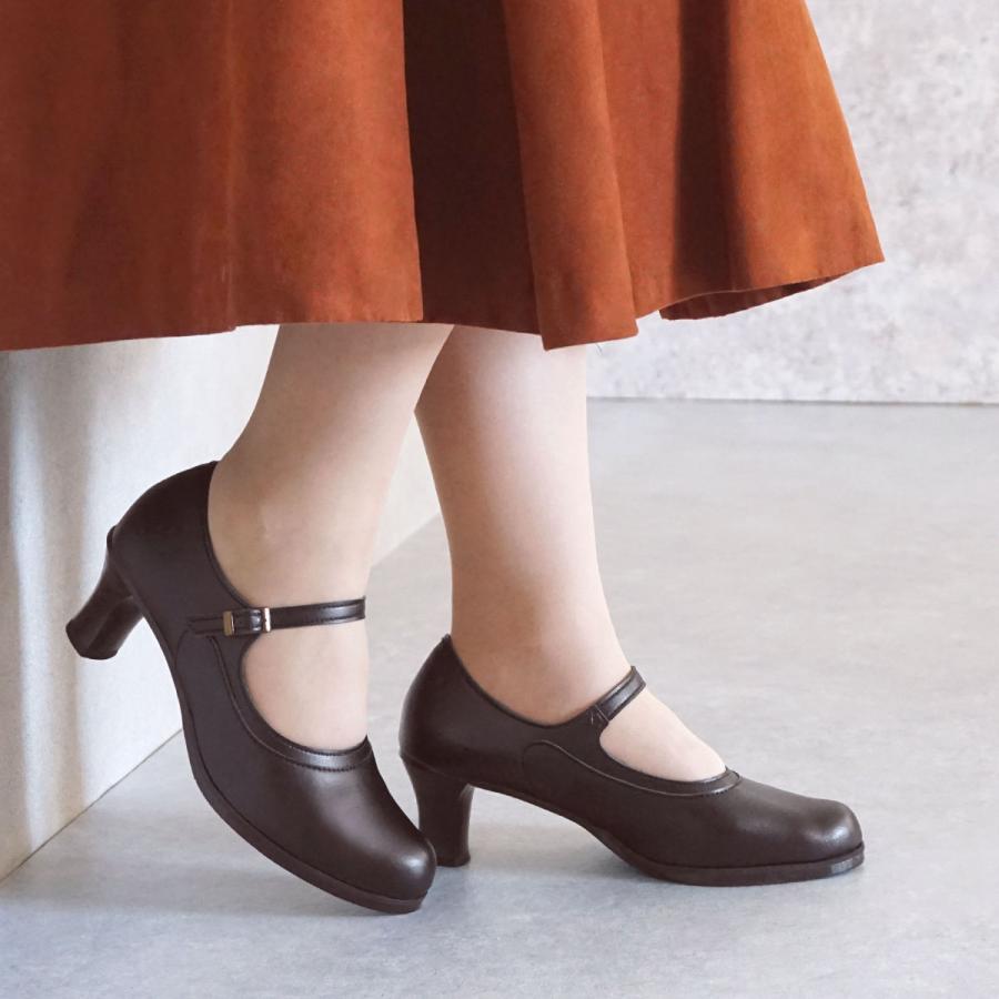 痛くない ストラップ パンプス コンフォートシューズ ヒール 走れる 外反母趾 通勤 通学 冠婚葬祭 OL578_4