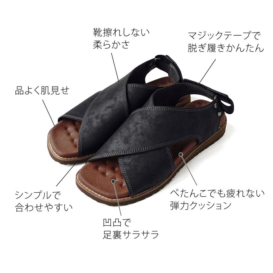O脚 外反母趾対策 サンダル 黒 厚底 健美工房 Belle＆Sofa（ベルアンドソファ） サンダル 歩きやすい メンズ