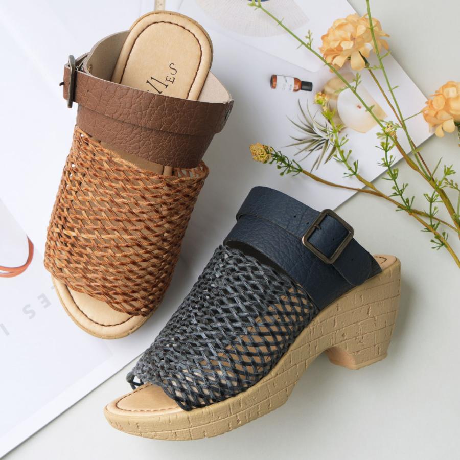 Belle＆Sofa（ベルアンドソファ） 2way メッシュ ヒールサンダル サボ