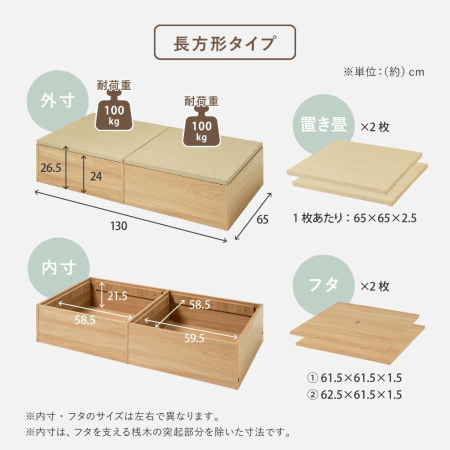 畳収納ボックス 小上がり畳 タタミ座 収納付き 正方形 （幅65×奥行65