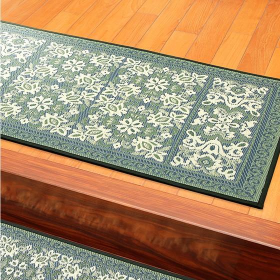 緑茶染三重織　国産い草玄関マット　ガイア　90×150