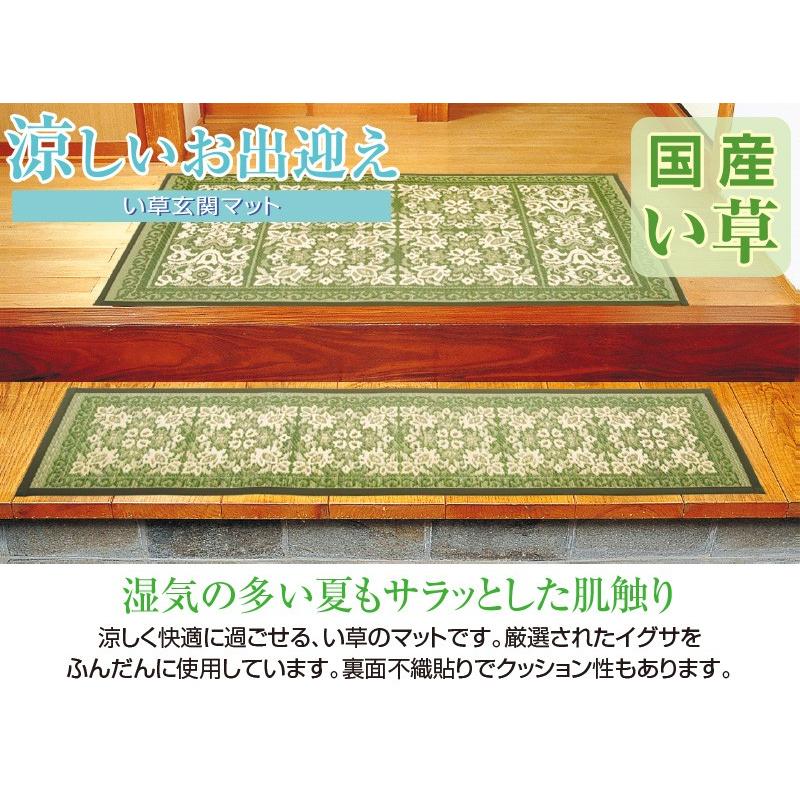 緑茶染三重織 国産い草玄関マット ガイア 30×120 : やさしさONLINE