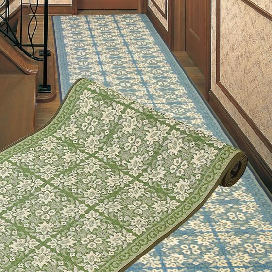 緑茶染　三重織　国産い草廊下敷 ガイア　80×450