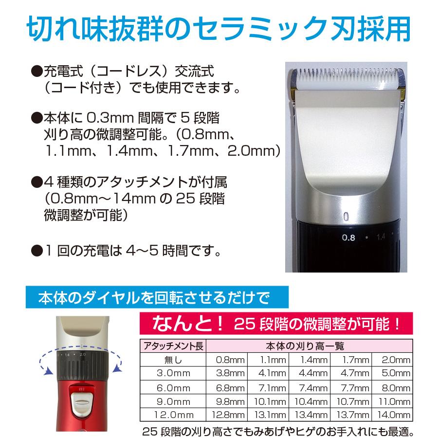 プロ仕様 セラミック刃バリカン 電動バリカン ヘアーカッター 微調節
