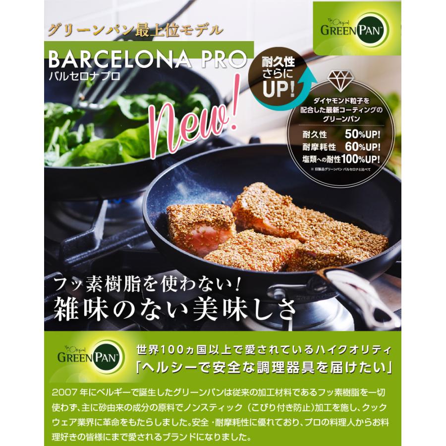 グリーンパン バルセロナプロ ウォックパン 28cm ステンレスガラス蓋