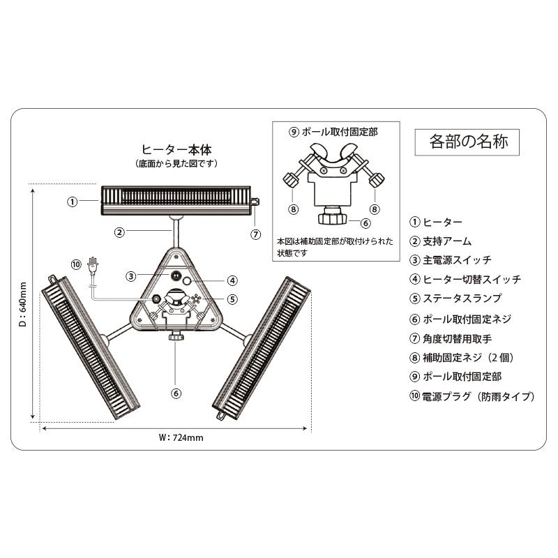 屋外用 防水 ヒーター トライソルヒーター IPx5 屋外 電気ストーブ