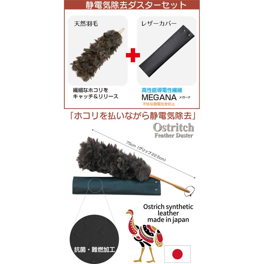 オーストリッチ フェザーダスター ロング 75cm （レザーカバー付き
