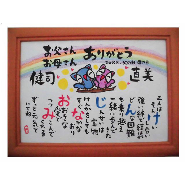 結婚式で両親に 感謝の言葉のお名前詩 結婚式贈呈 形に残る贈り物 ご両親のお名前がポエムに オリジナルイラストは８種類 結婚両親ネームインポエム L Goryiusin Niji お名前ポエム大喜庵 通販 Yahoo ショッピング