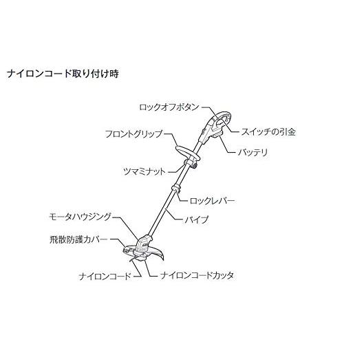 マキタ　充電式草刈機10.8V　刈込幅230mm樹脂刃1枚式　バッテリ充電器別売　MUR100DZ　ループハンドル