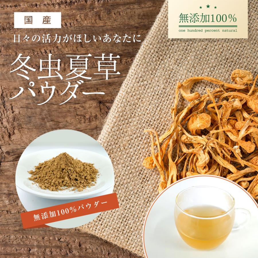 冬虫夏草（国産）無添加 100% パウダー 80g（40g×2個） 粉末 サプリ