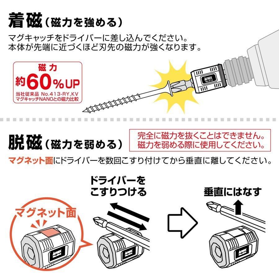 ANEX マグキャッチMINI （黒色、紫色） 2ヶ入 No.414-KV 着磁 脱磁