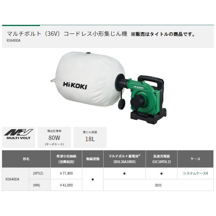 HiKOKI ・HiKOKI コードレス小形集じん機 R3640DA(NN) 本体のみ