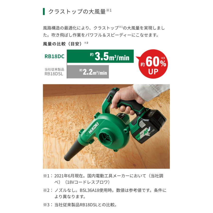 ・HiKOKI　18V/14.4V    コードレスブロワ　RB18DC(NN) 本体のみ｜yassanchi-webstore｜02